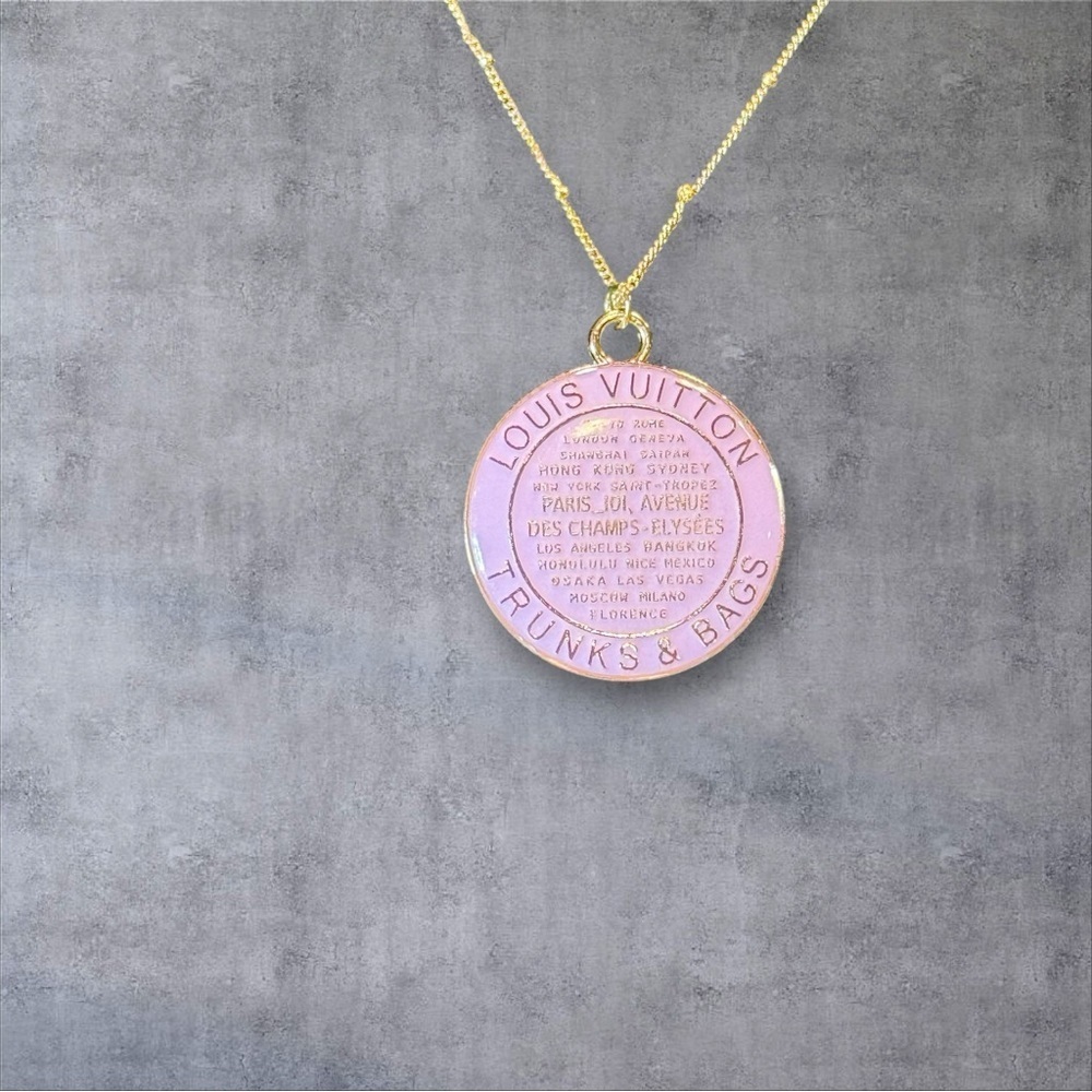 Louis Vuitton Lavender  and Gold Medallion Necklace